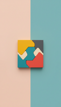 Colorful wooden puzzle with chunky pieces