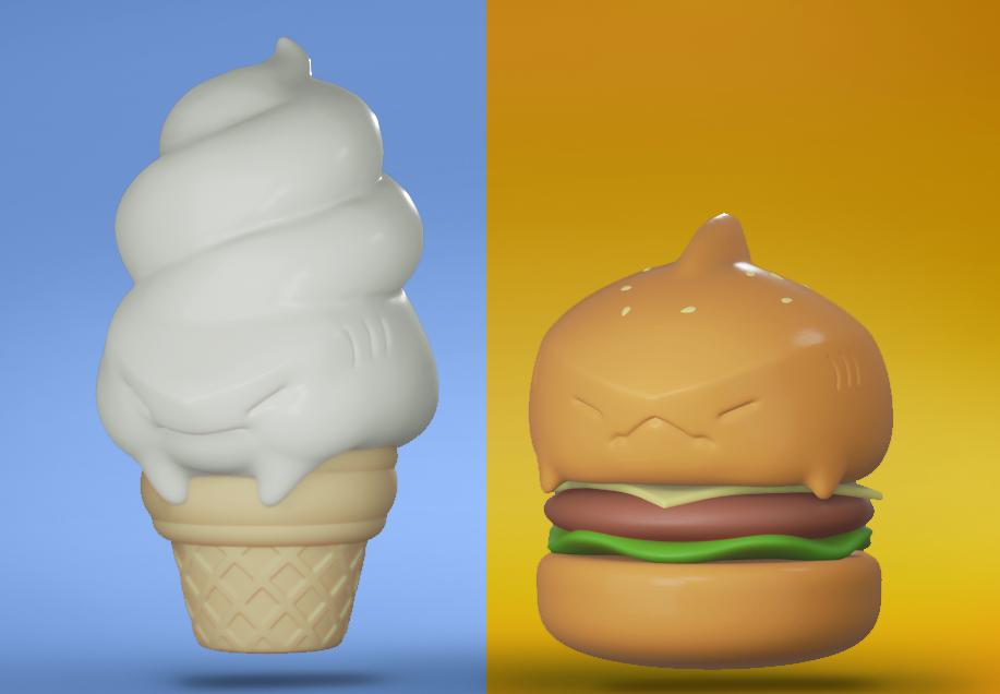 Shark Fast Food Series - Burger & Ice Cream by Pack Kuchu